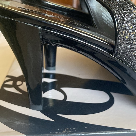 Nine West Women’s Peep Toe Heels  Size 9M Black Glitter - Picture 4 of 8